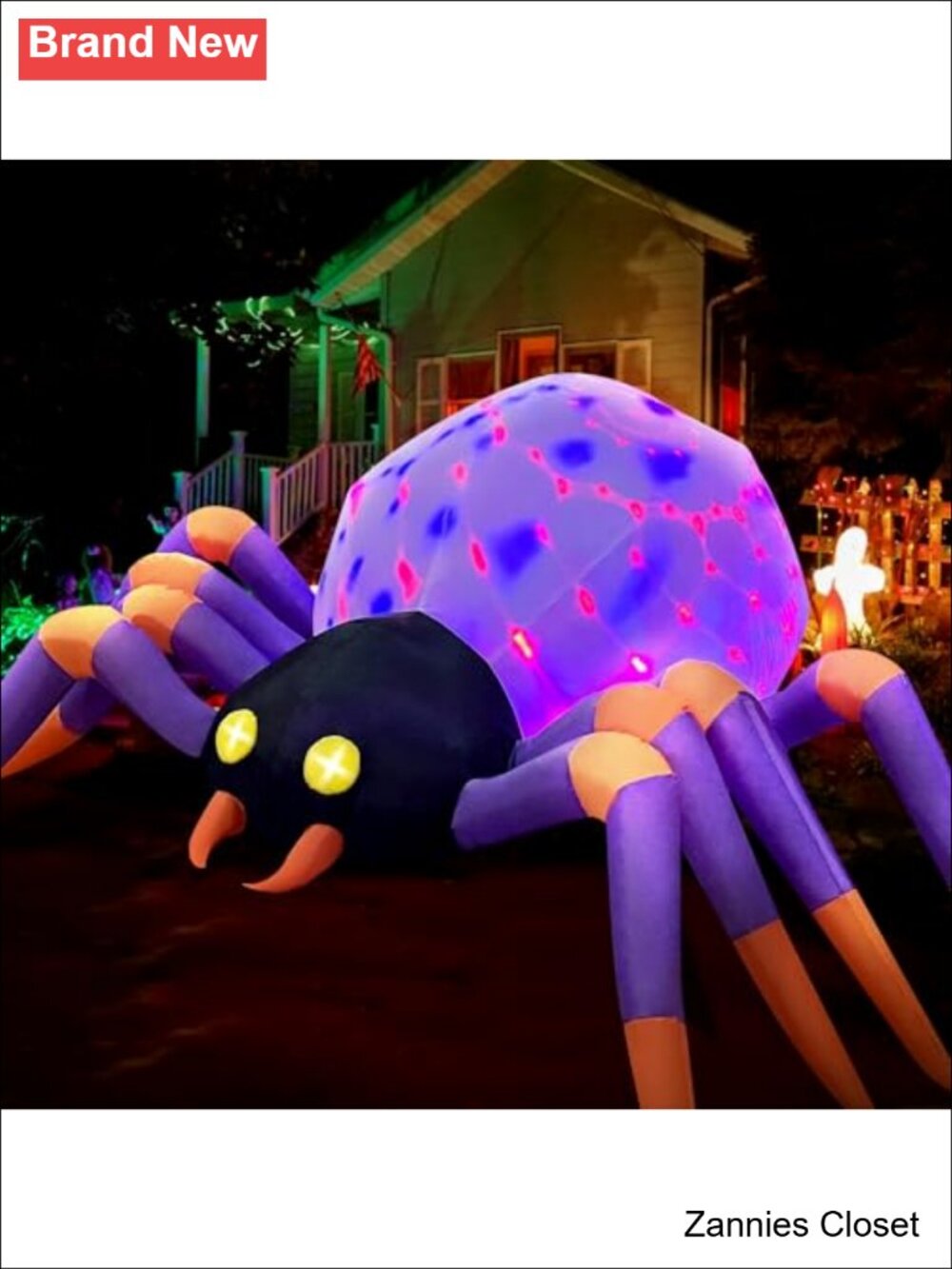👻 8FT Halloween Inflatable Spider w/ Magic LED Lights Yard Decor
